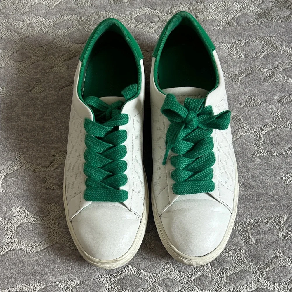Kate Spade White & Green Fashion Sneakers